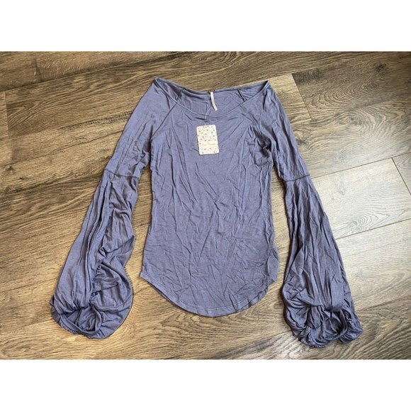 Free People Tops - NWT Womens Free People Cloudy Night bell sleeve top stretchy retails $68 size S